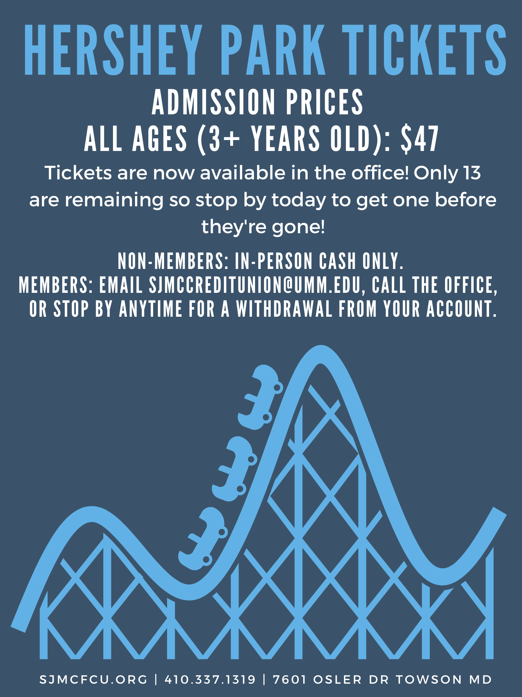 Hershey Park Tickets! | St Joseph Medical Ctr FCU